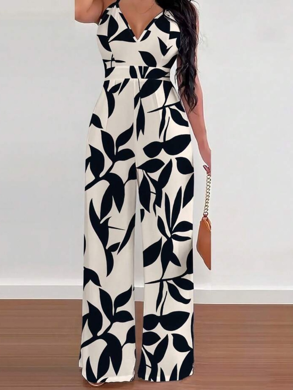 SHEIN Sleeveless V-Neck Wide-Leg Jumpsuit